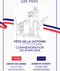 Commémoration du 8 mai 1945 à 11h30 place des Marronniers
